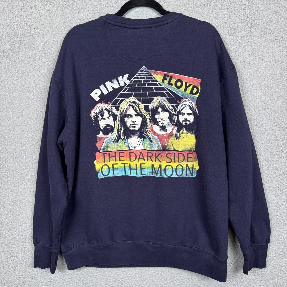 Pink Floyd Sweatshirt Mens L Navy 50th Anniversary Dark Side of‎ the Moon Band